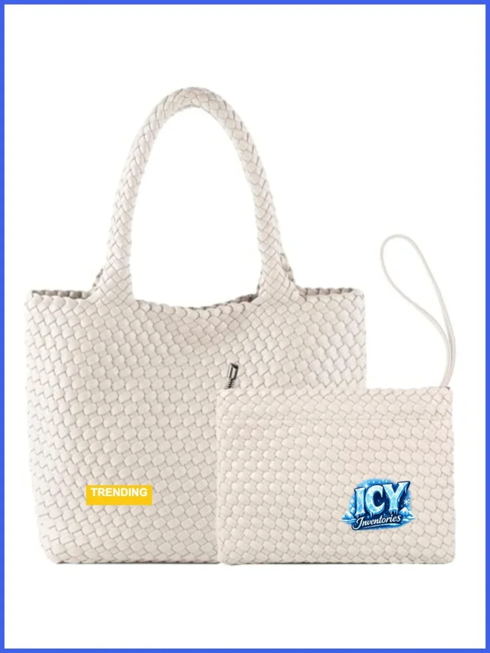 Faux Leather Woven Tote Bag Travel Handbag Shoulder Purse